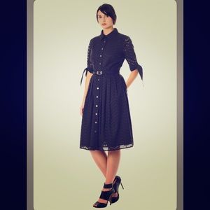 Eshakti Black eyelet Poplin Dress